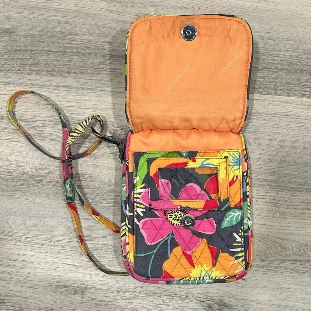 Vera Bradley Jazzy Blooms Bright Small Multi Compartment Crossbody Bag Purse
